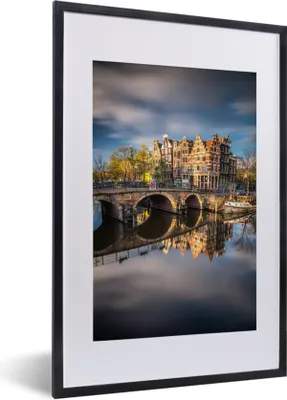 Produktbild von MuchoWow® MuchoWow® Gerahmtes Poster Typische herbstliche Impression der Prinsengracht in Amsterdam 40x60 cm - Poster mit zchwarzem Bilderrahmen - Poster in Rahmen