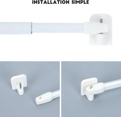 Immagine prodotto di Asta per tende autoadesiva, da 40 a 60 cm, confezione da 12 pezzi, con ganci, per finestre