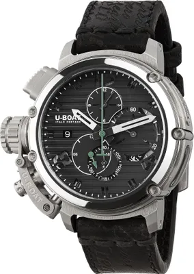 Zdjęcie produktu dla U-Boat 9592 CHIMERA CHRONO SS NERO automatyczny srebrno-czarny skórzany zegarek męski NOWOŚĆ