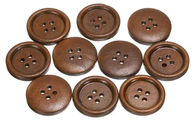 Produktbild von Runde Holzknöpfe, 23 mm Durchmesser, 10 Stück, mit 4 Löchern zum Nähen und Basteln