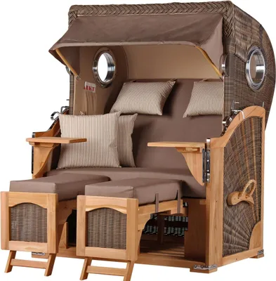 Produktbild von Strandkorb-Set - bene living - Ammersee Teak - PE grau - Modell 534 - inkl. Liftersystem