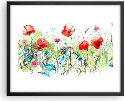 Produktbild von Gerahmtes Poster - Schwarzer Rahmen - Blumen Wiese Blatt Natur - 50x40 cm - Wand Bild - Wanddeko - Wandbilder - Wandposter - Bilderrahmen - Bilder - Kunstdruck - Wandbild - P2BAA50x40-3076