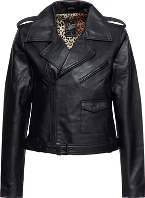 Produktbild von QUEEN KEROSIN Lederjacke Mit Leo-Innenfutter Marlon Schwarz Xl