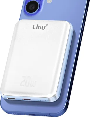 Immagine prodotto di LinQ, Powerbank MagSafe compatto da 5.000 mAh con ricarica rapida da 15 W, bianco