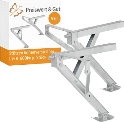 Produktbild von 2x Stützen Höhenverstellbar L&R 600kg Stück Wohnwagen Stützen 477x195 Höhe 460mm auch für Anhänger geeignet Top Gadgets