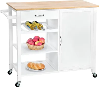 Obrázek produktu pro Kondela Servírovací stolek na kolečkách Robins - bílá / přírodní