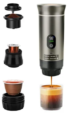 Tragbare Espressomaschine, 20 bar, silber, für Pulver & Kapseln
