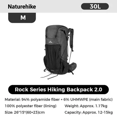 Immagine prodotto di Zaino da campeggio, capiente, impermeabile, taglia M - Nero - 30 L