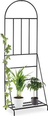 Produktbild von Frei positionierbares Blumenregal Spalier aus robustem Metall, Schwarz, für Kletterpflanzen