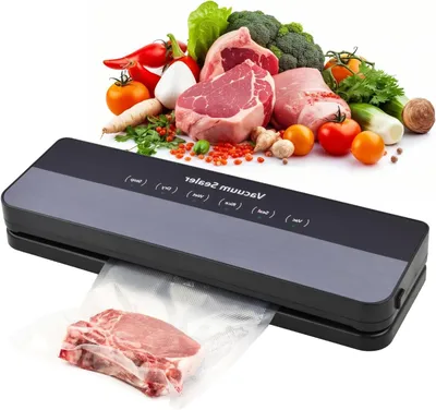 Imagen del producto de Selladora al vacío 5 en 1: selladora de alimentos, conserva los alimentos, 65 kPa de potencia de succión, anchura de sellado de 30 cm, color negro
