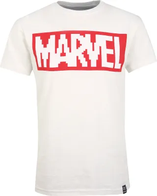 Produktbild von Recovered T-Shirt Marvel Pixel Logo Ecru mit coolem Pixel-Print Ecru XL