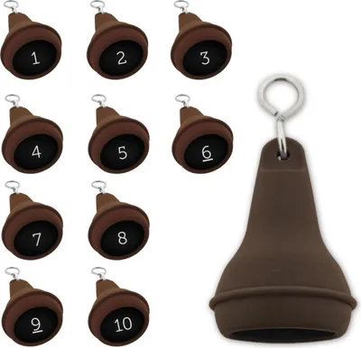 Produktbild von CombiCraft Mayfair Schlüsselanhänger Braun 70x40 mm - 10er Pack mit den gravierten Zahlen 1-10