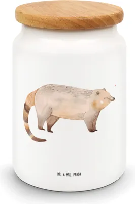 Produktbild von Mr. & Mrs. Panda Teedose Nasenbär - Weiß - Geschenk, Lustige Sprüche, Rüsselbär, Dose, Bär, müslidose, Frischhaltedose, Keksdose, Kaffeedose, Nasenbären, Vorratsdose