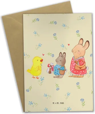 Produktbild von Mr. & Mrs. Panda babykarte Ostern Geschenke - Blumig - Geschenk, Frühling, Ostergeschenke, Ostergrüße, weihnachtskarten, glückwunschkarten, Küken, osterkarte, Grußkarten