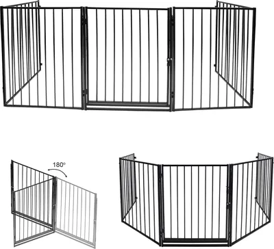 Zdjęcie produktu dla Clanmacy – 5-częściowa bariera ochronna do kominka, 300 x 75 cm, bariera zabezpieczająca przed zwierzętami, bariera ochronna do pieca, drzwi zabezpieczające