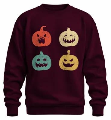 Zdjęcie produktu dla Bluza Uni  Halloween Pumpkin Faces Vintage Retro Grunge Pumpkin Face, bordowy, XXL