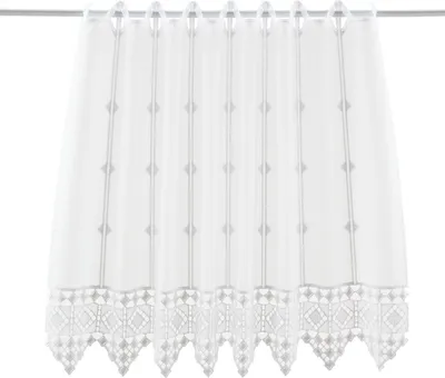 Produktbild von Gardinen Kranzusch Scheibengardine gehäkelter Abschluß 45x192 cm H/B Weiß Bistrogardine Vorhang Küche 1er Pack
