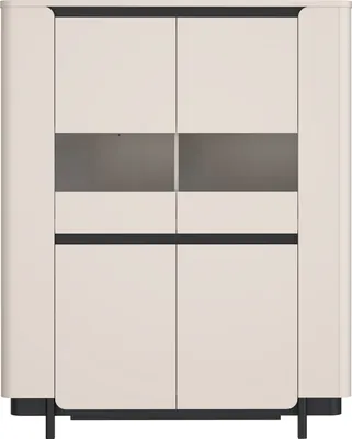 Produktbild von Highboard >VODOL< in sand,schwarz mit 2 Sofclose-Türen - 130,3x161,1x44,8cm (BxHxT)