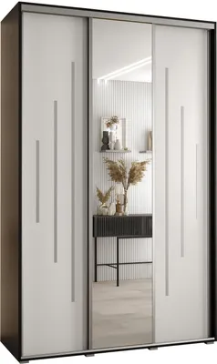 Produktbild von MEBLE KRYSPOL Cannes 13 Schrank mit 3 Schiebetüren - 205,2x160x45 cm - Schwarz Weiß Silber