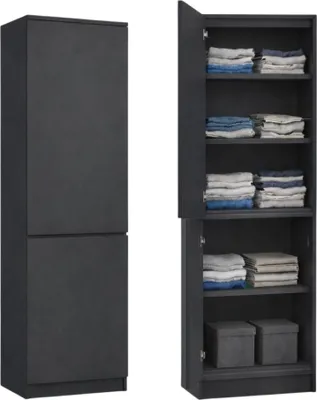 Produktbild von Home Collective Kleiderschrank, Garderobenschrank, Mehrzweckschrank 2-türig mit 5 Einlegeböden | Vielseitiger Schrank für Schlafzimmer, Flur oder Büro | Anthrazit