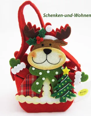 Produktbild von Filz-Tasche/Geschenktasche Elch bunt, ca.18 x 11 x 8 cm