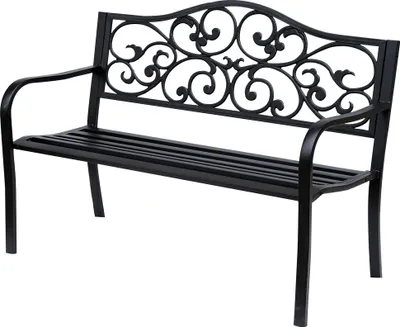 Produktbild von Outsunny Gartenbank 3-Sitzer Sitzbank Stahlbank Bank mit Armlehnen Gusseisen