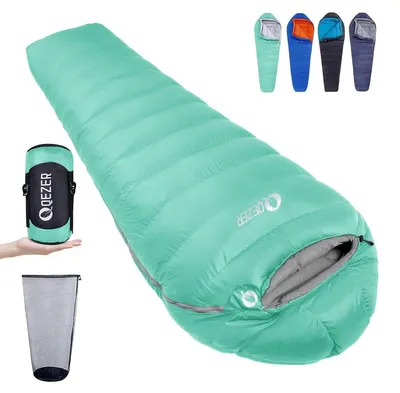 Zdjęcie produktu dla Śpiwór puchowy zimowy - Mumia - 215 x 81 cm - 1000 g puchu kaczego - Na 4 pory roku