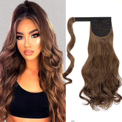 Obrázok produktu pre Haarteil, cop, klipsňa, syntetické vlasy, vlnité, kučeravé, 50 cm, svetlohnedá