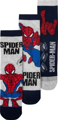 Produktbild von Marvel Spider-Man Socken für Jungen - Kinder Sneaker Kindersocken Söckchen Grau/Blau (3er Pack), Größe:31-34