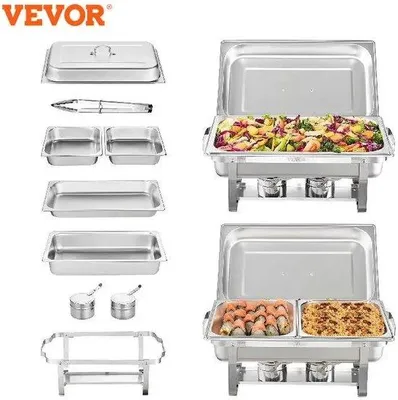 Obrázek produktu pro Nerezová mísa na bufet, sada 2 misek, objem 8 l, pro catering, mísa na ohřívání jídla