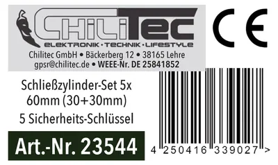 Produktbild von Schließzylinder Profil-Zylinder Türzylinder für Schließanlage - DIN Einsteck-Schlösser I 5 gleichschliessende Zylinder I 5 Sicherheitschlüssel - 60mm 30/30mm