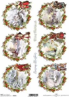 Zdjęcie produktu dla Papier ryżowy do decoupage A4 ITD-R1473 świąteczne widoczki
