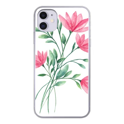 Produktbild von MuchoWow® Handyhülle Schutzhülle Hülle für iPhone 11 Blumen - Aquarell - Rosa Silikon Softcase Handy Hülle - Handytasche