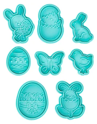 Produktbild von Ausstechformen inklusive Prägestempel | Ostermotive | Osterhase, Küken, Schmetterling | Frühlingsdekoration | Ausstechformen | Backen | Lebensmittelecht | 8 Stück