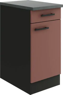 Produktbild von Optifit Unterschrank mit Schublade und Drehtür Nizza407 BxTxH 40 x 60 x 84,8 cm rostrot matt zerlegt Anschlag reversibel KUNI U406-9+
