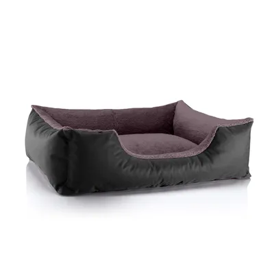 Obrázek produktu pro Pelíšek pro psy TEDDY, pohovka pro psy,(D) cca 80x65x18cm,BLACK-FIELD (černá/hnědá)