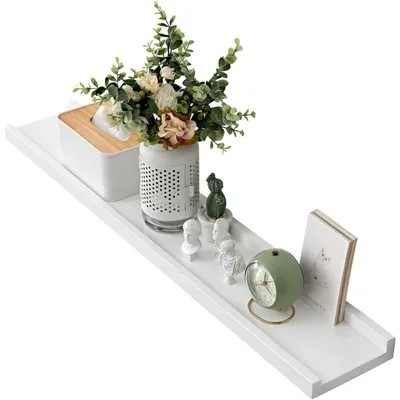 Produktbild von Wandregal Bilderleiste Eichenholz schwebend weiß 50x15cm