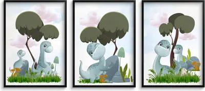 Produktbild von Kinderposter Set Pastell Dinosaurier fürs Kinderzimmer 30x40