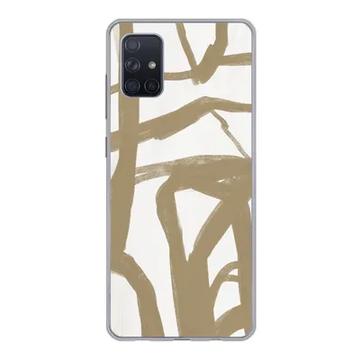 Produktbild von MuchoWow® Handyhülle Schutzhülle Hülle für Samsung Galaxy A71 Braun - Weiß - Abstrakt Silikon Softcase Handy Hülle - Kartenbesitzer