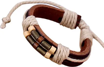 Produktbild von Punk Uni geflochtenes Seil Kunstleder handgefertigtes Armband Armreif Schmuck Geschenk-Braun
