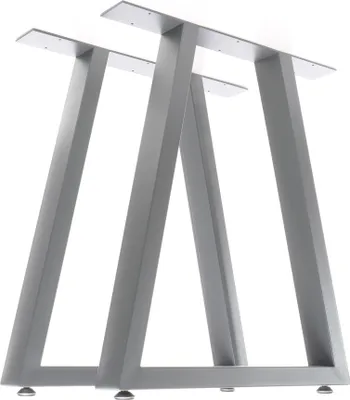 Image de XPOtool Lot 2x Pied de table en Forme de trapèze de design Industriel - 600 x 80 x 720 mm / capacité de charge max 250 kg - couleur Grise - en Acier - Piètement Support Bureau Surface Travail