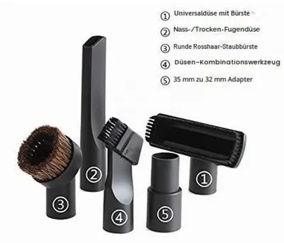 Immagine prodotto di Set di accessori per aspirapolvere, 5 pezzi, diametro 32/35 mm, con adattatore