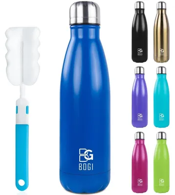Obrázek produktu pro Nerezová láhev na pití, 750 ml, dvouplášťová, termoizolační, tmavě modrá