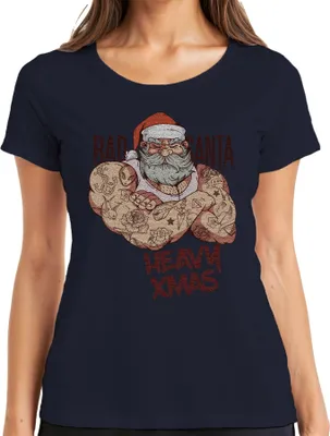 Produktbild von Heavy XMas Fitness Weihnachtsmann Gym Santa - Weihnachten Weihnachtsgeschenk Damen T-Shirt, Navy, XL