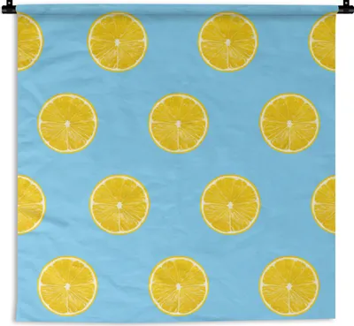 Produktbild von MuchoWow® Wandteppich Wandbehang Zitrone - Muster - Obst 150x150 cm Tapisserie Dekoration Wandtuch - Wohnaccessoires - Modernes