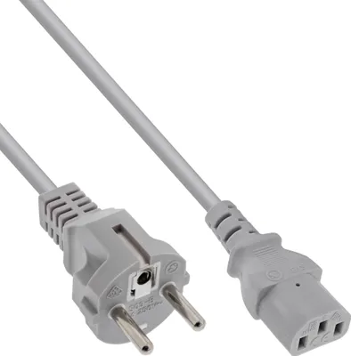 Produktbild von InLine® Netzkabel, Schutzkontakt gerade auf Kaltgerätestecker C13, 3,0m, grau