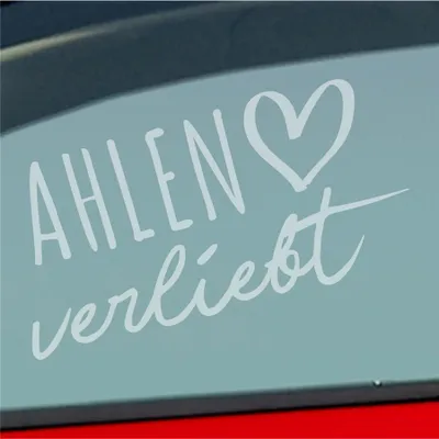 Produktbild von Auto Aufkleber Ahlen verliebt Herz Stadt Heimat Liebe Car 19x10 cm Milchglas Sticker Heckscheibenaufkleber