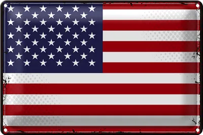 Produktbild von Blechschild Flagge Vereinigte Staaten 30x20cm Retro States