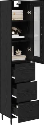 Obrázok produktu pre vidaXL Highboard čierny dubový vzhľad 34,5 x 34 x 180 cm materiál na báze dreva