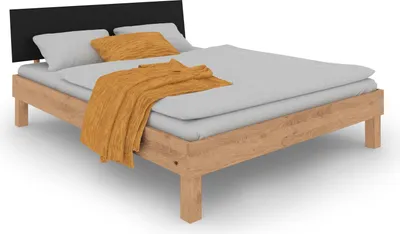 Produktbild von Bett Zigo 200 x 200 cm Wildeiche MDF Bianco Schwarz